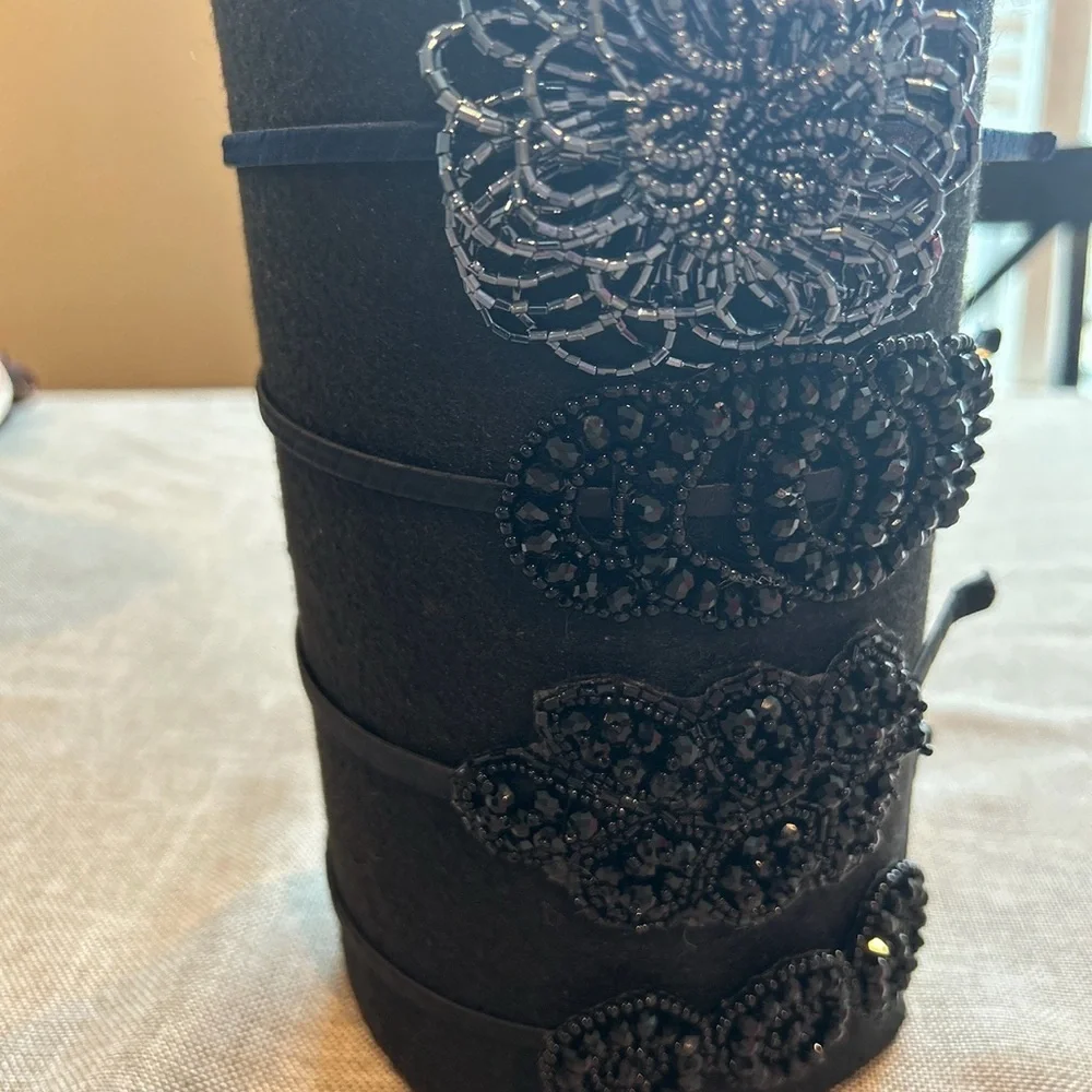 Elegant Black Beaded Headband